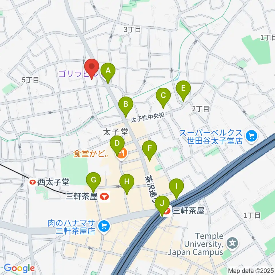 三軒茶屋クロスロードスタジオ周辺のコンビニエンスストア一覧地図