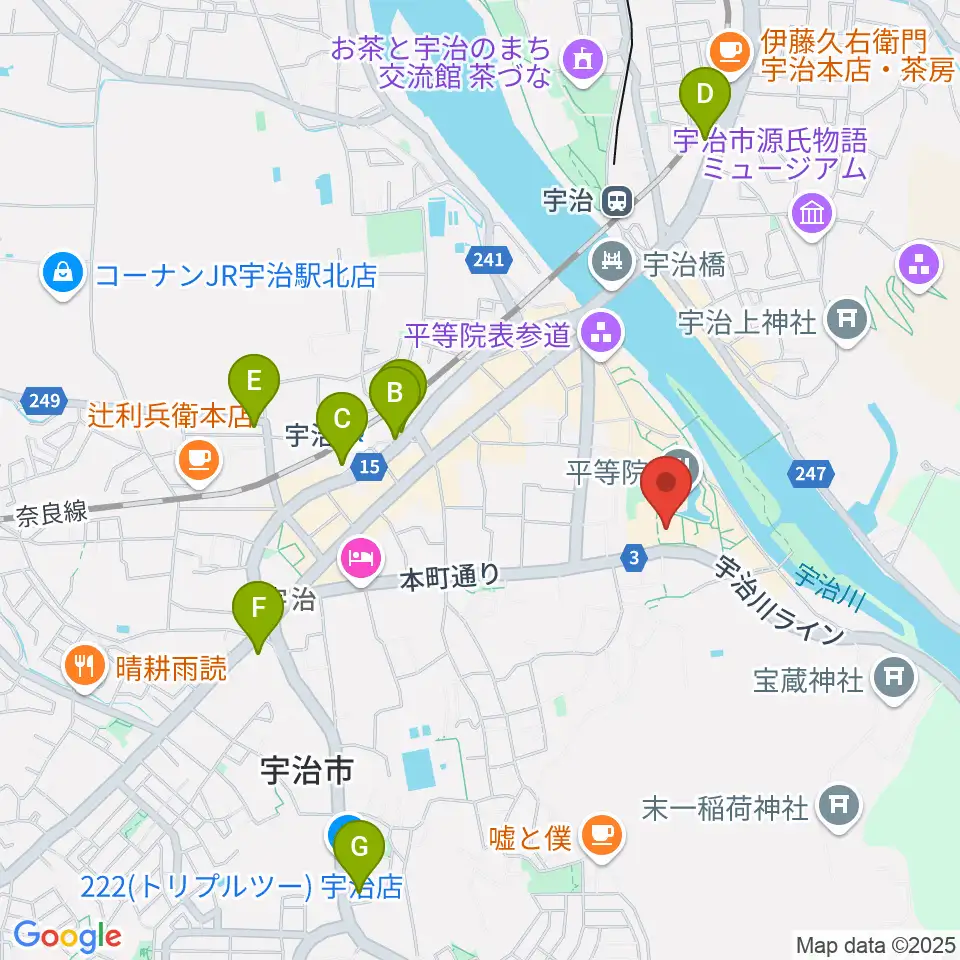 平等院ミュージアム鳳翔館周辺のコンビニエンスストア一覧地図
