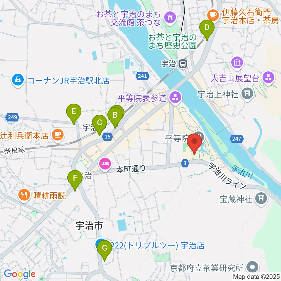 平等院ミュージアム鳳翔館周辺のコンビニエンスストア一覧地図