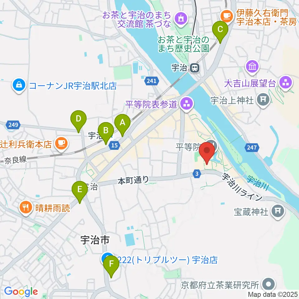 平等院ミュージアム鳳翔館周辺のコンビニエンスストア一覧地図