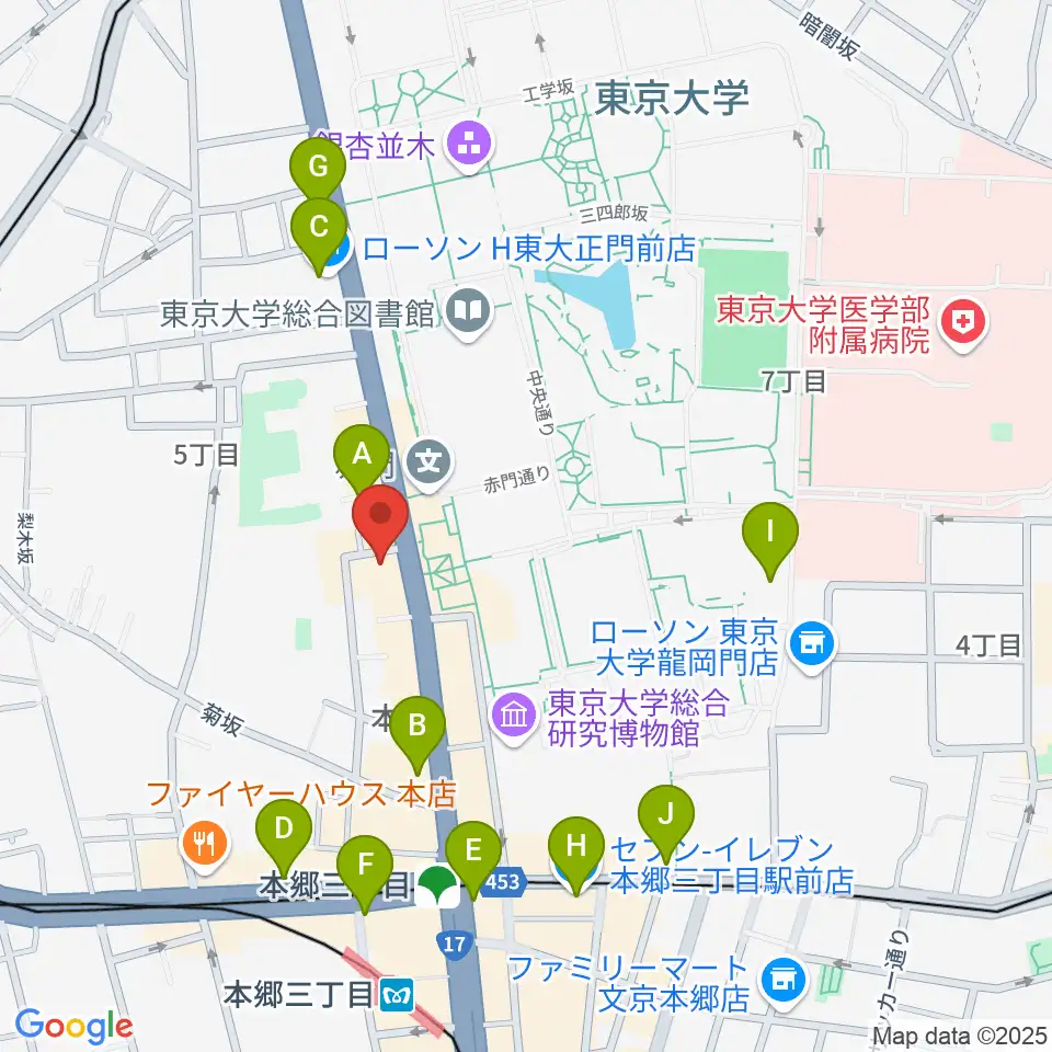 文京HEADPOWER周辺のコンビニエンスストア一覧地図