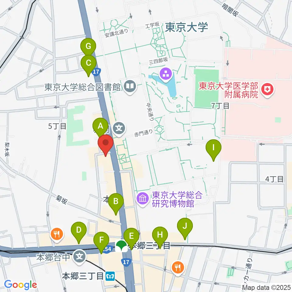 文京HEADPOWER周辺のコンビニエンスストア一覧地図