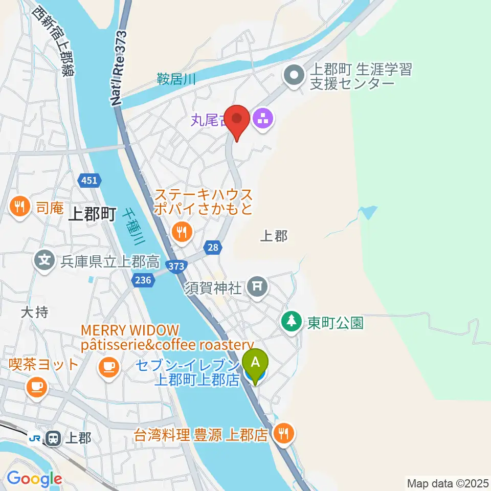 上郡町郷土資料館周辺のコンビニエンスストア一覧地図