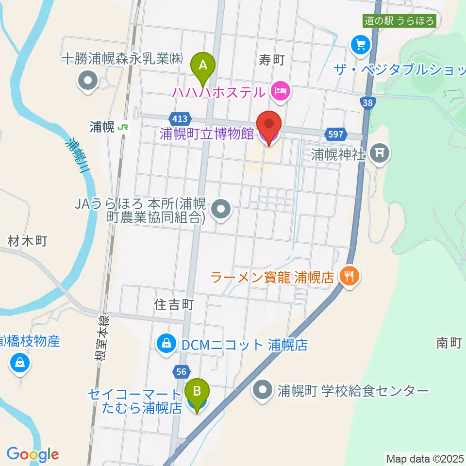 浦幌町立博物館周辺のコンビニエンスストア一覧地図