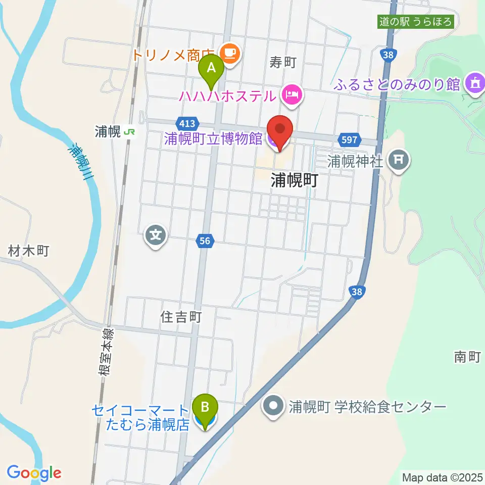 浦幌町立博物館周辺のコンビニエンスストア一覧地図