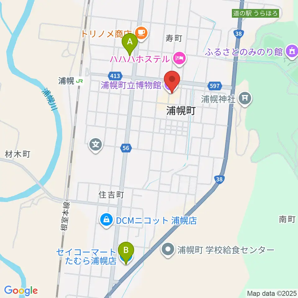浦幌町立博物館周辺のコンビニエンスストア一覧地図