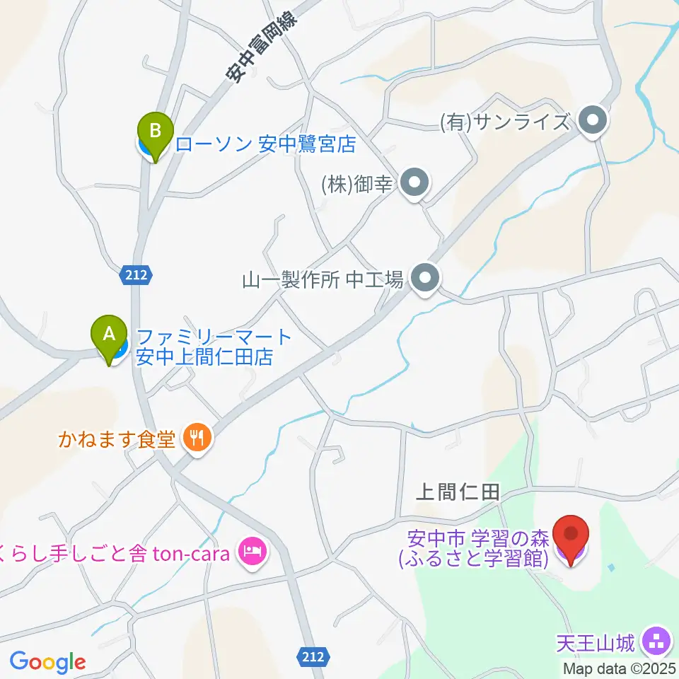 安中市学習の森ふるさと学習館周辺のコンビニエンスストア一覧地図