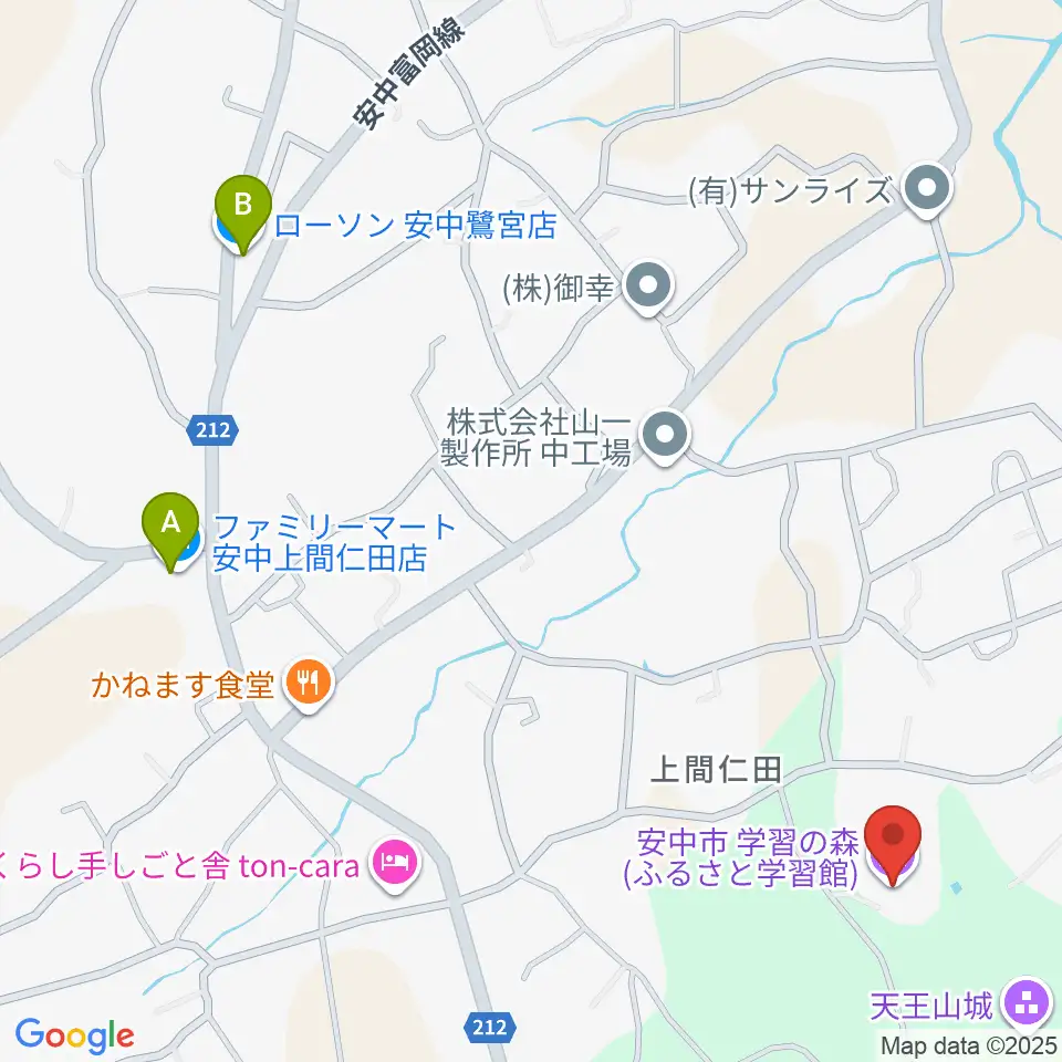 安中市学習の森ふるさと学習館周辺のコンビニエンスストア一覧地図