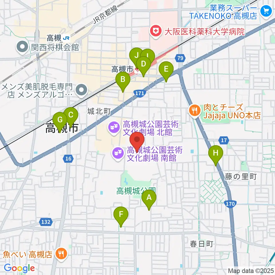 高槻市立しろあと歴史館周辺のコンビニエンスストア一覧地図