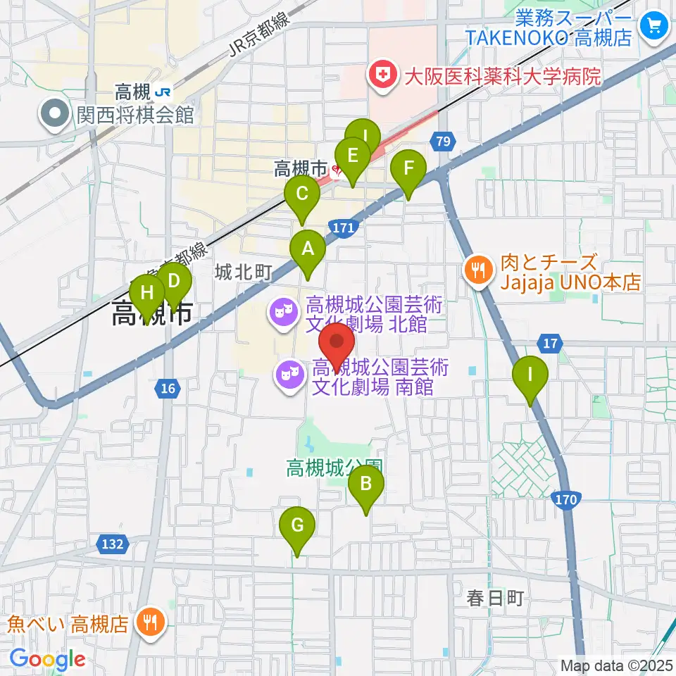 高槻市立しろあと歴史館周辺のコンビニエンスストア一覧地図