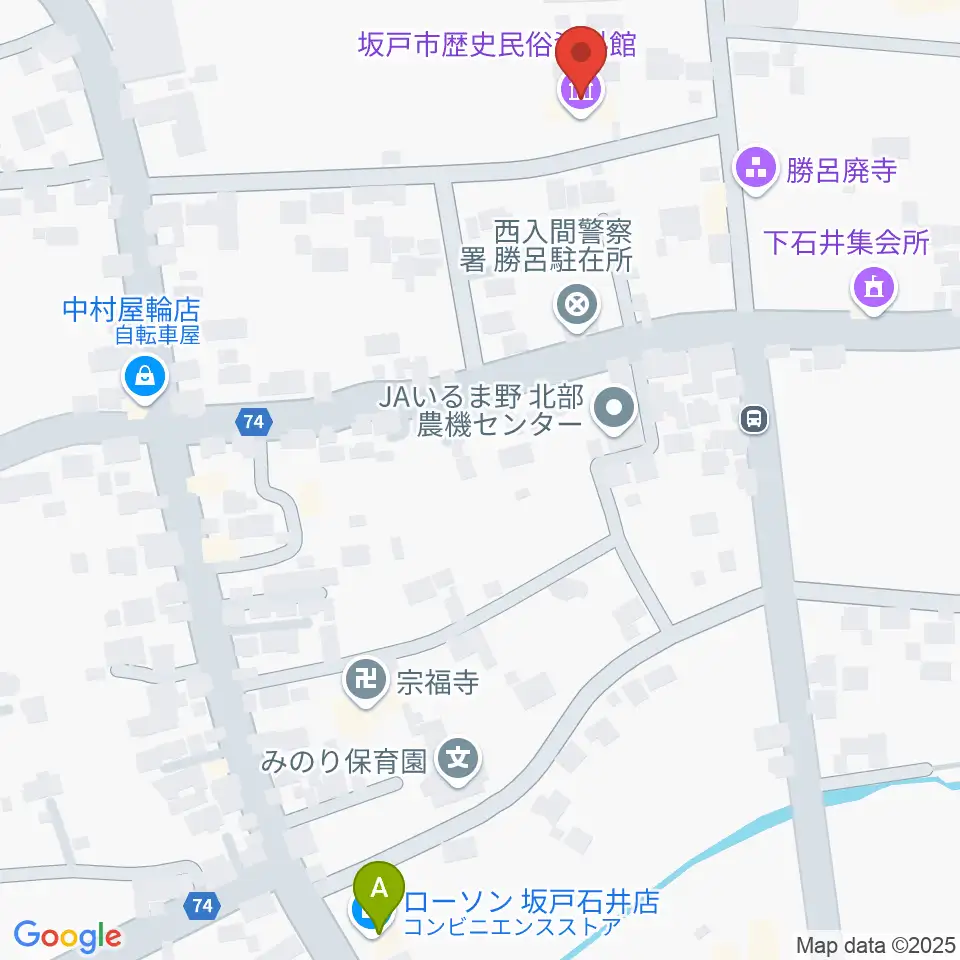 坂戸市立歴史民俗資料館周辺のコンビニエンスストア一覧地図