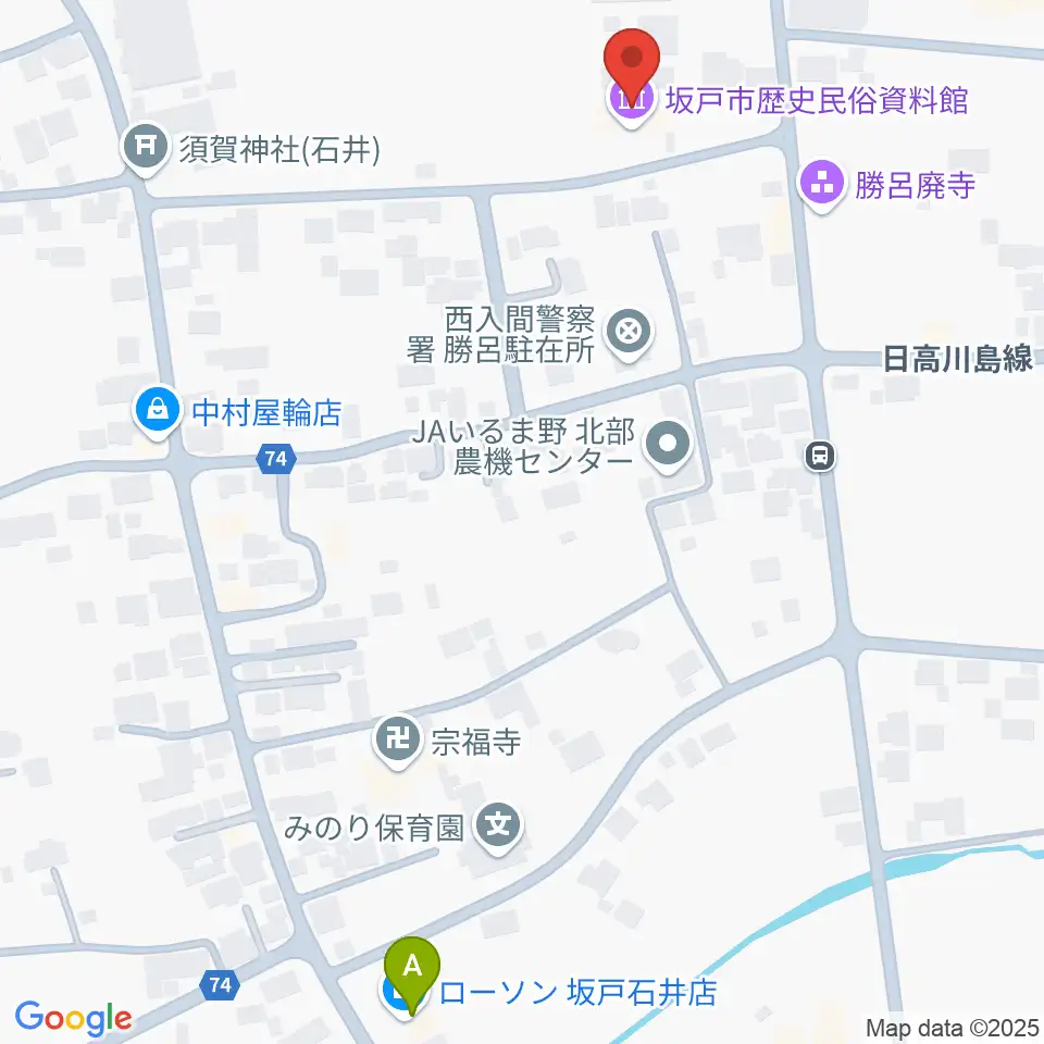 坂戸市立歴史民俗資料館周辺のコンビニエンスストア一覧地図