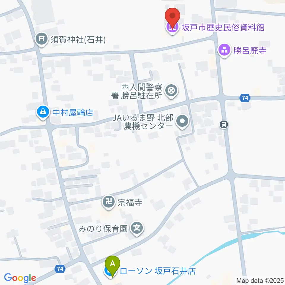 坂戸市立歴史民俗資料館周辺のコンビニエンスストア一覧地図