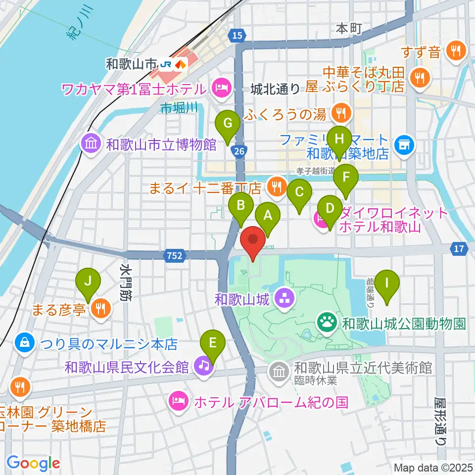 わかやま歴史館周辺のコンビニエンスストア一覧地図