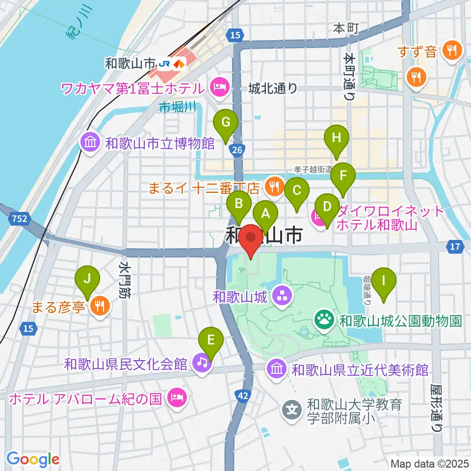 わかやま歴史館周辺のコンビニエンスストア一覧地図