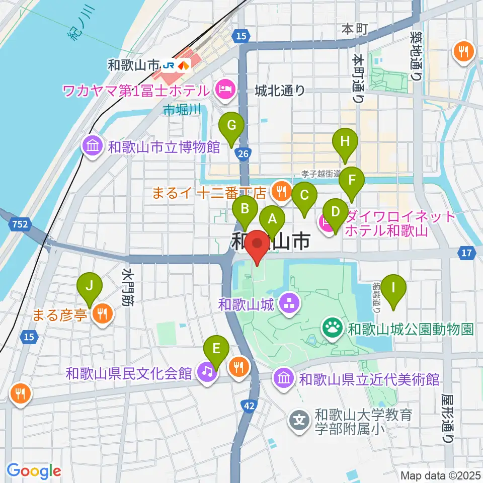 わかやま歴史館周辺のコンビニエンスストア一覧地図