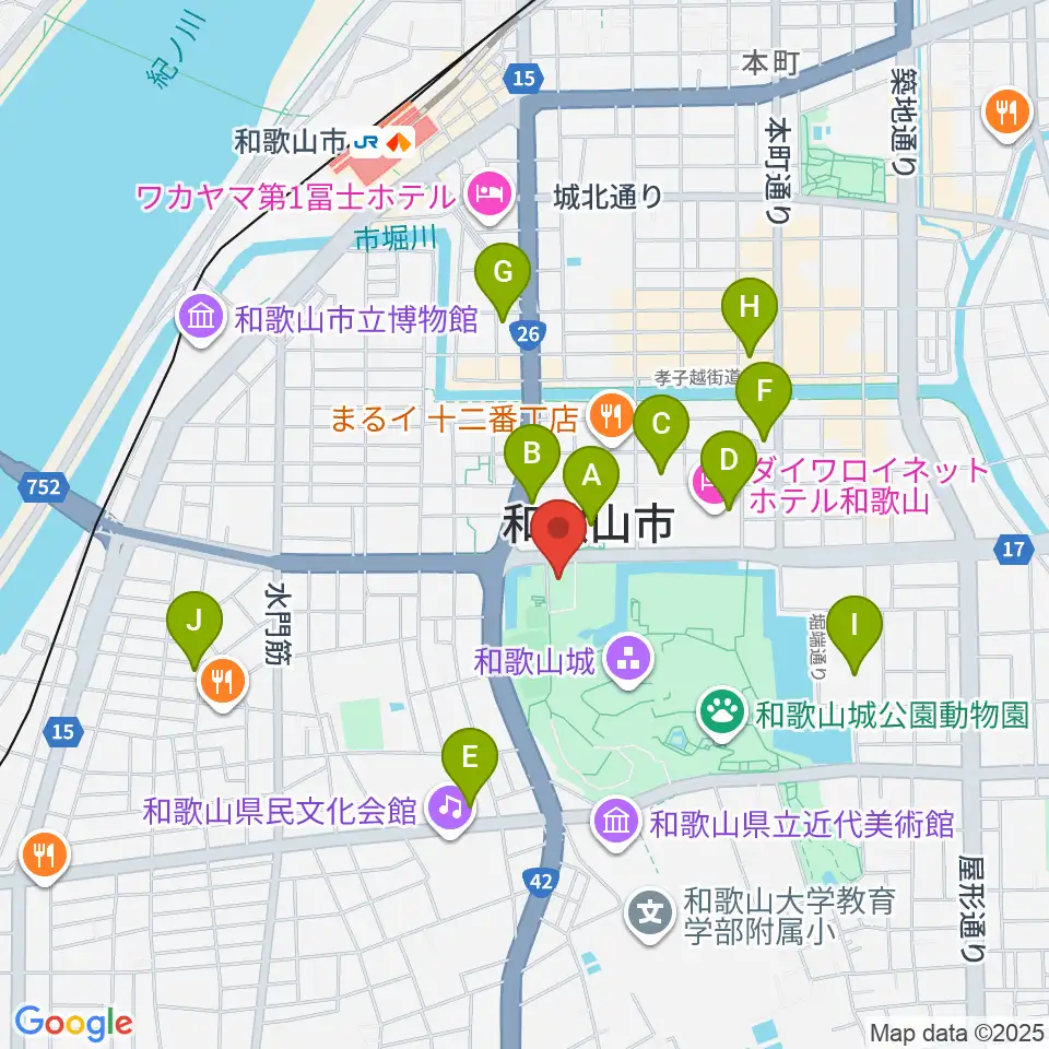 わかやま歴史館周辺のコンビニエンスストア一覧地図