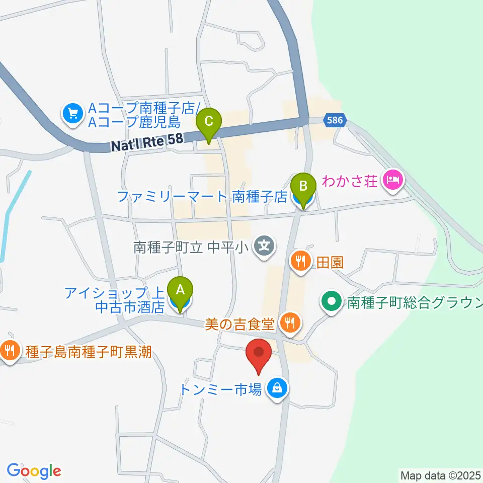南種子町郷土館周辺のコンビニエンスストア一覧地図