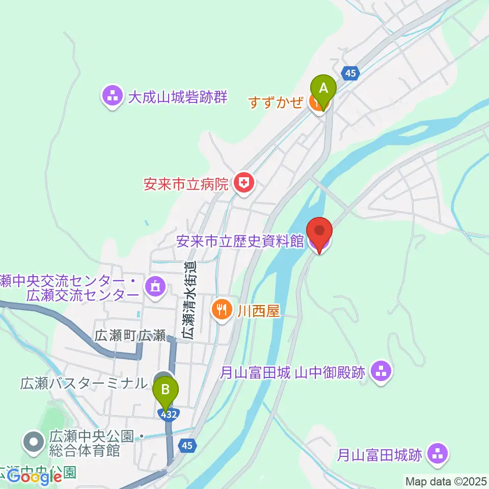 安来市立歴史資料館周辺のコンビニエンスストア一覧地図