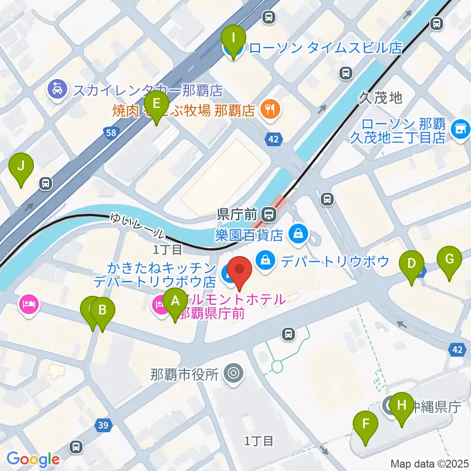 那覇市歴史博物館周辺のコンビニエンスストア一覧地図