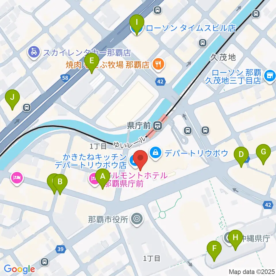 那覇市歴史博物館周辺のコンビニエンスストア一覧地図