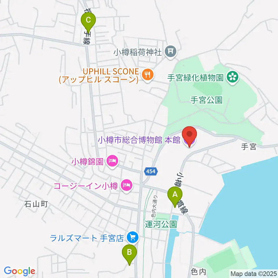 小樽市総合博物館・本館周辺のコンビニエンスストア一覧地図
