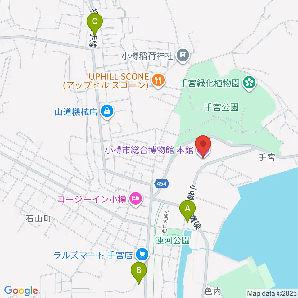 小樽市総合博物館・本館周辺のコンビニエンスストア一覧地図