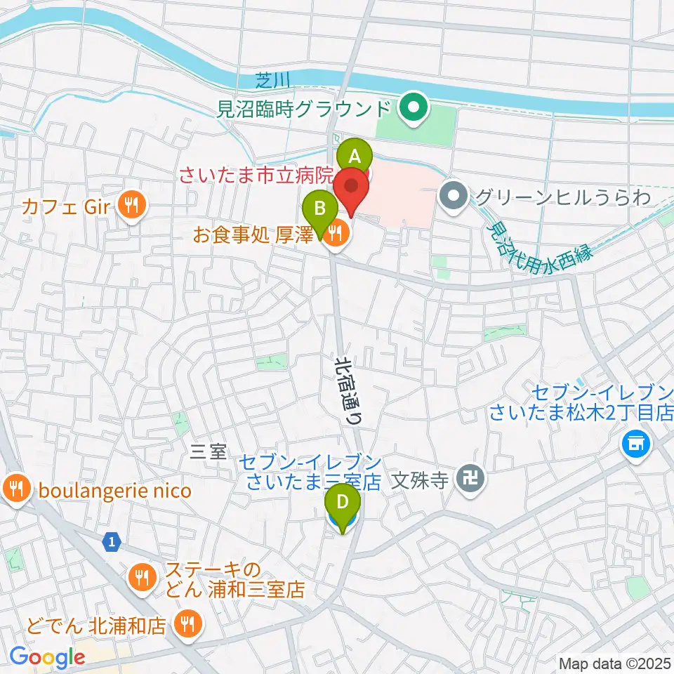 さいたま市立浦和博物館周辺のコンビニエンスストア一覧地図