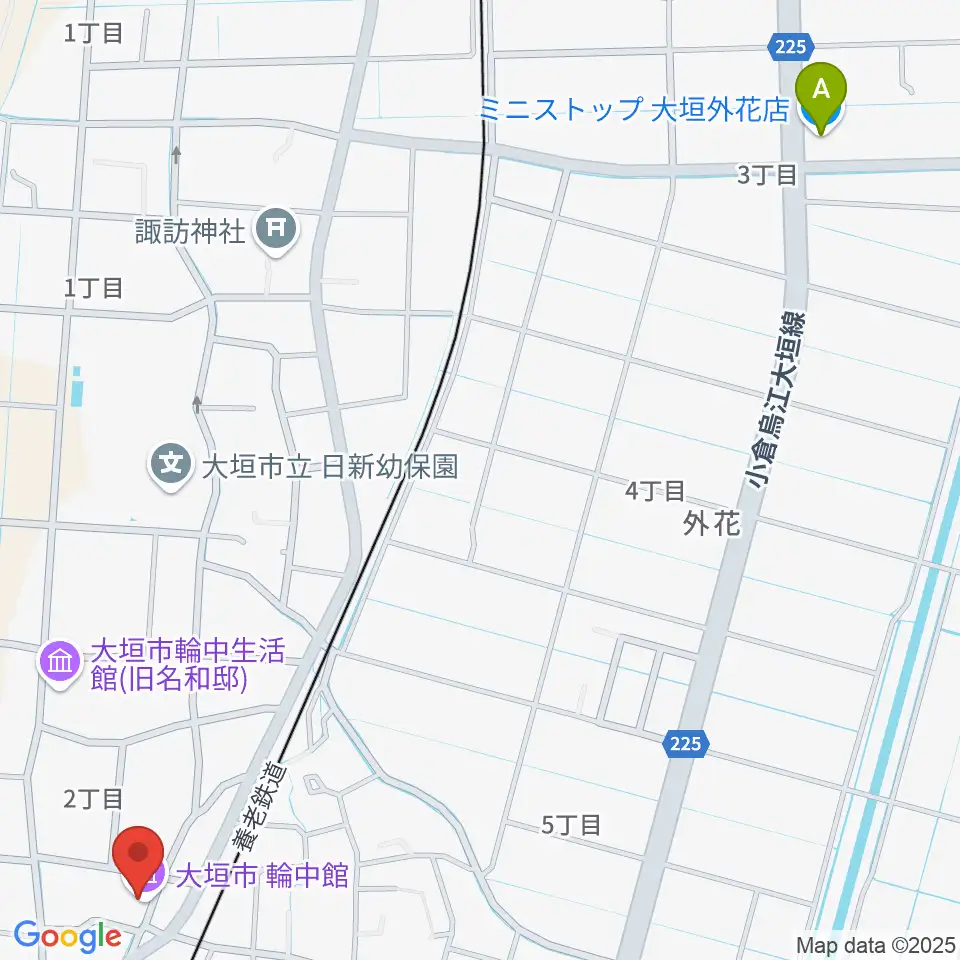 大垣市輪中館周辺のコンビニエンスストア一覧地図