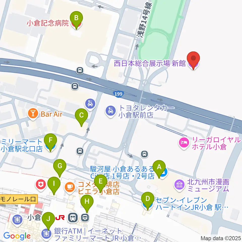 西日本総合展示場周辺のコンビニエンスストア一覧地図