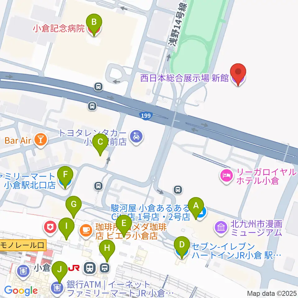 北九州メッセ周辺のコンビニエンスストア一覧地図