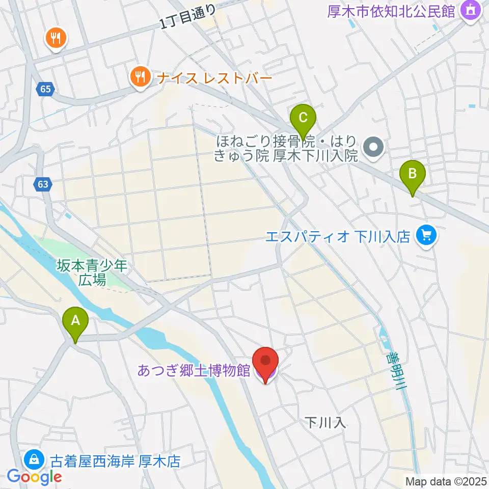 あつぎ郷土博物館周辺のコンビニエンスストア一覧地図