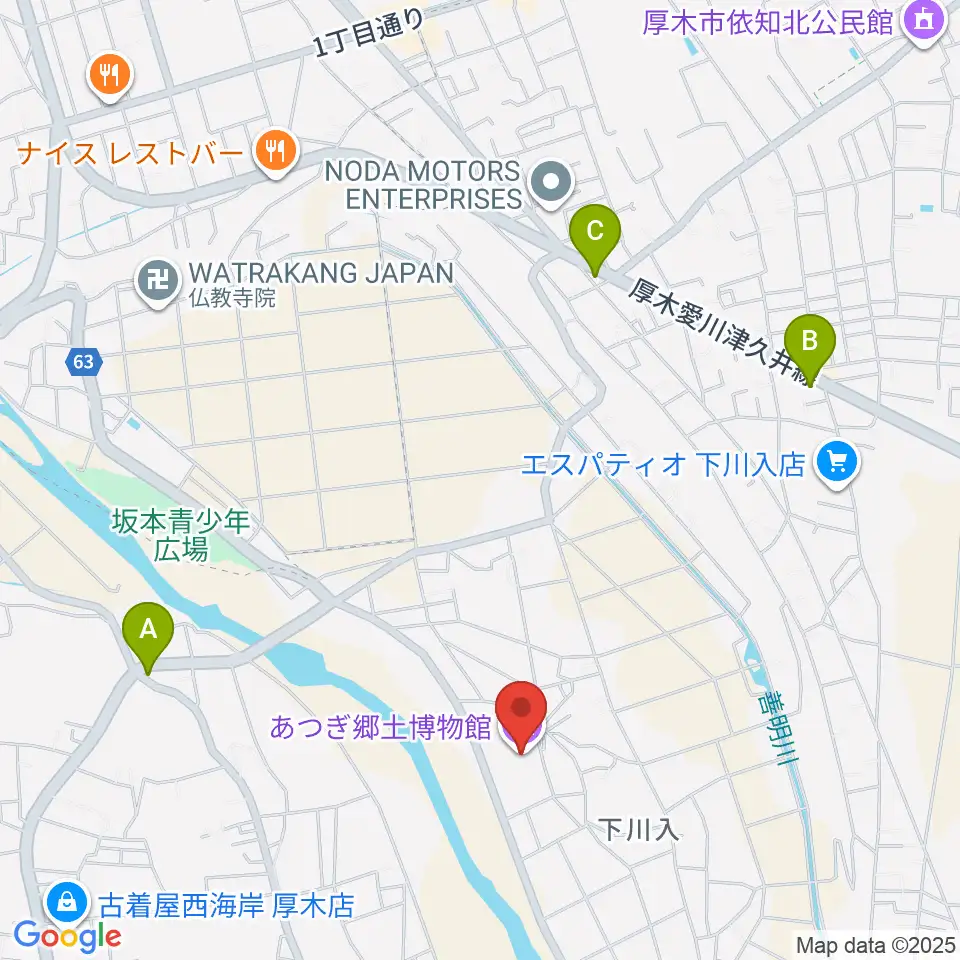あつぎ郷土博物館周辺のコンビニエンスストア一覧地図