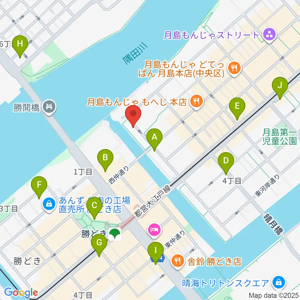 月島ピアノアートサロン周辺のコンビニエンスストア一覧地図
