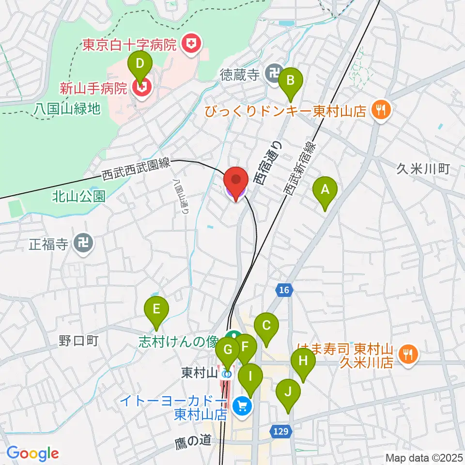 東村山ふるさと歴史館周辺のコンビニエンスストア一覧地図