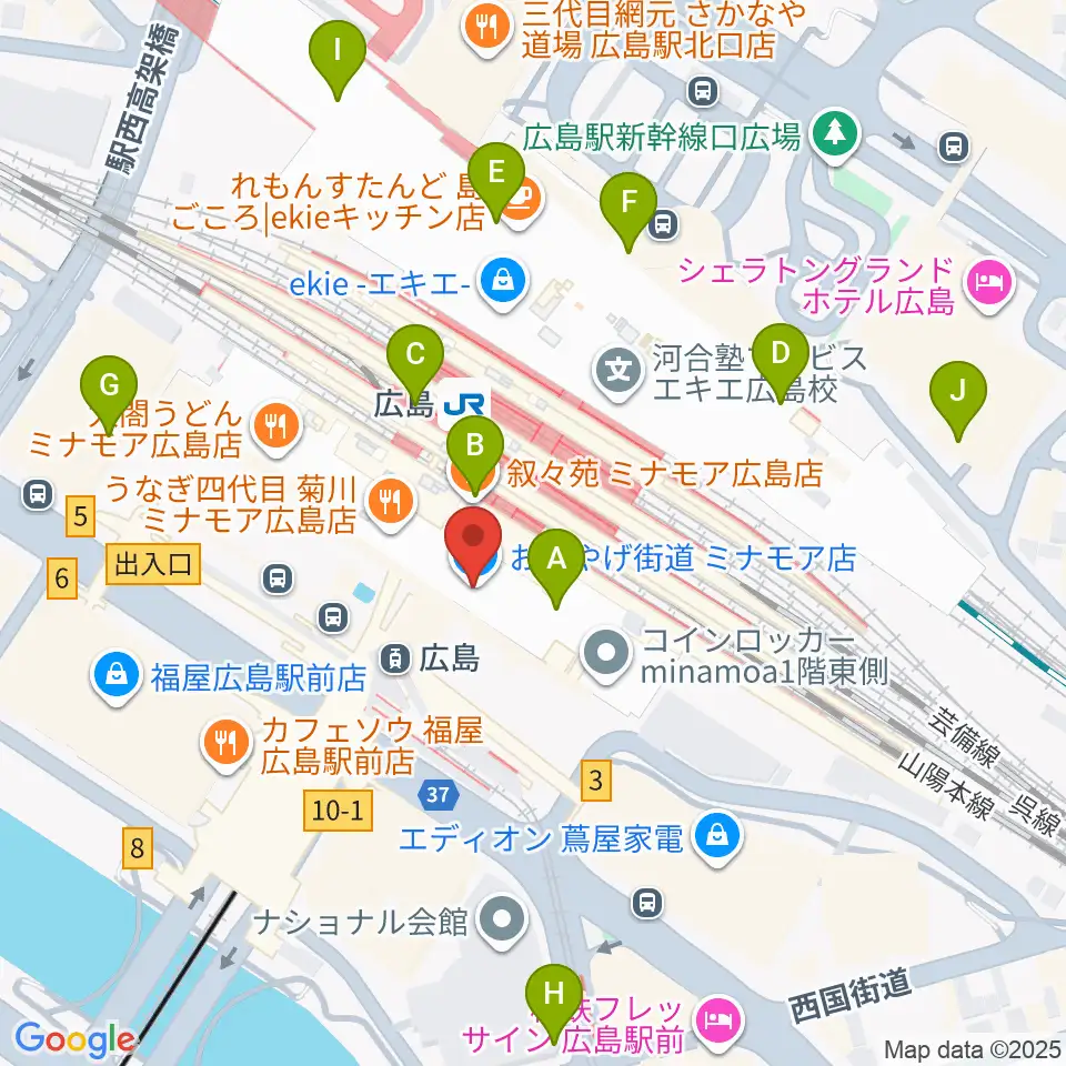 MOVIX広島駅周辺のコンビニエンスストア一覧地図