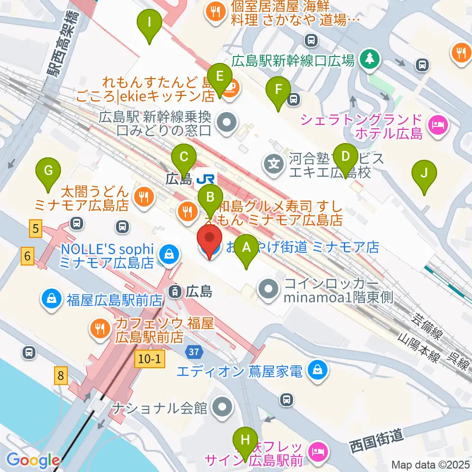 MOVIX広島駅周辺のコンビニエンスストア一覧地図