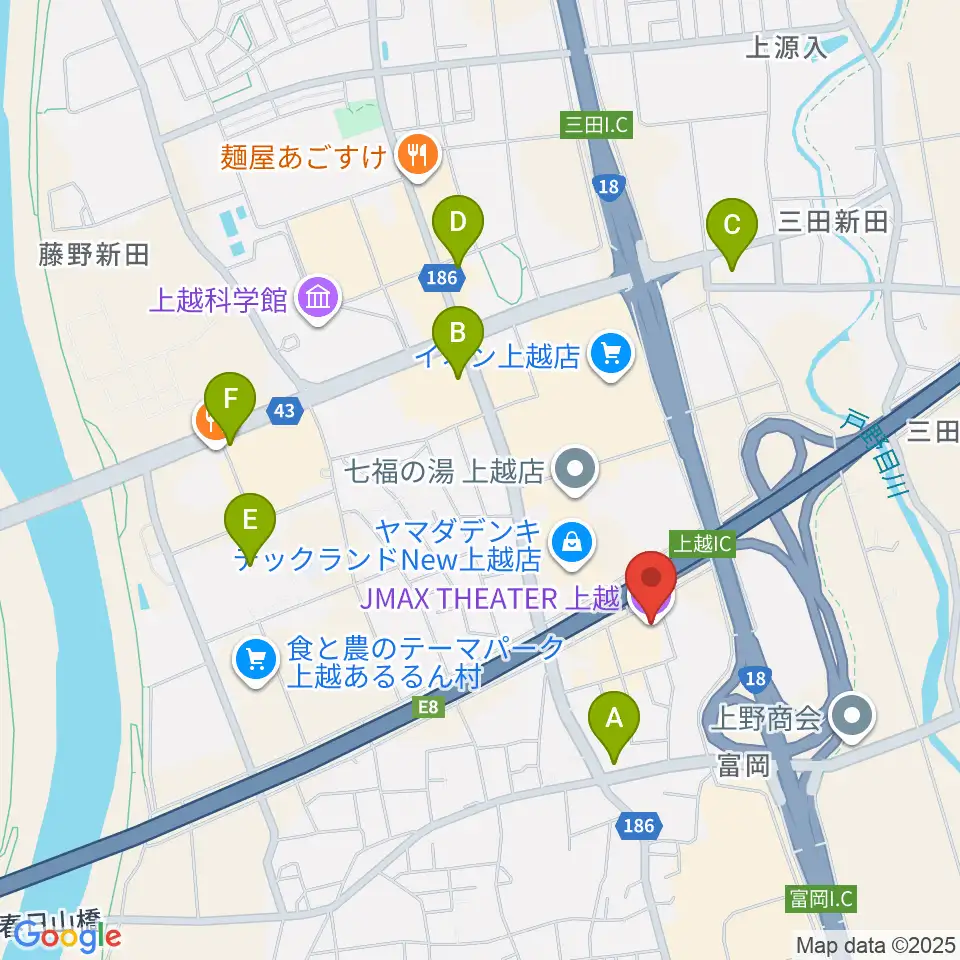 JMAXシアター上越周辺のコンビニエンスストア一覧地図