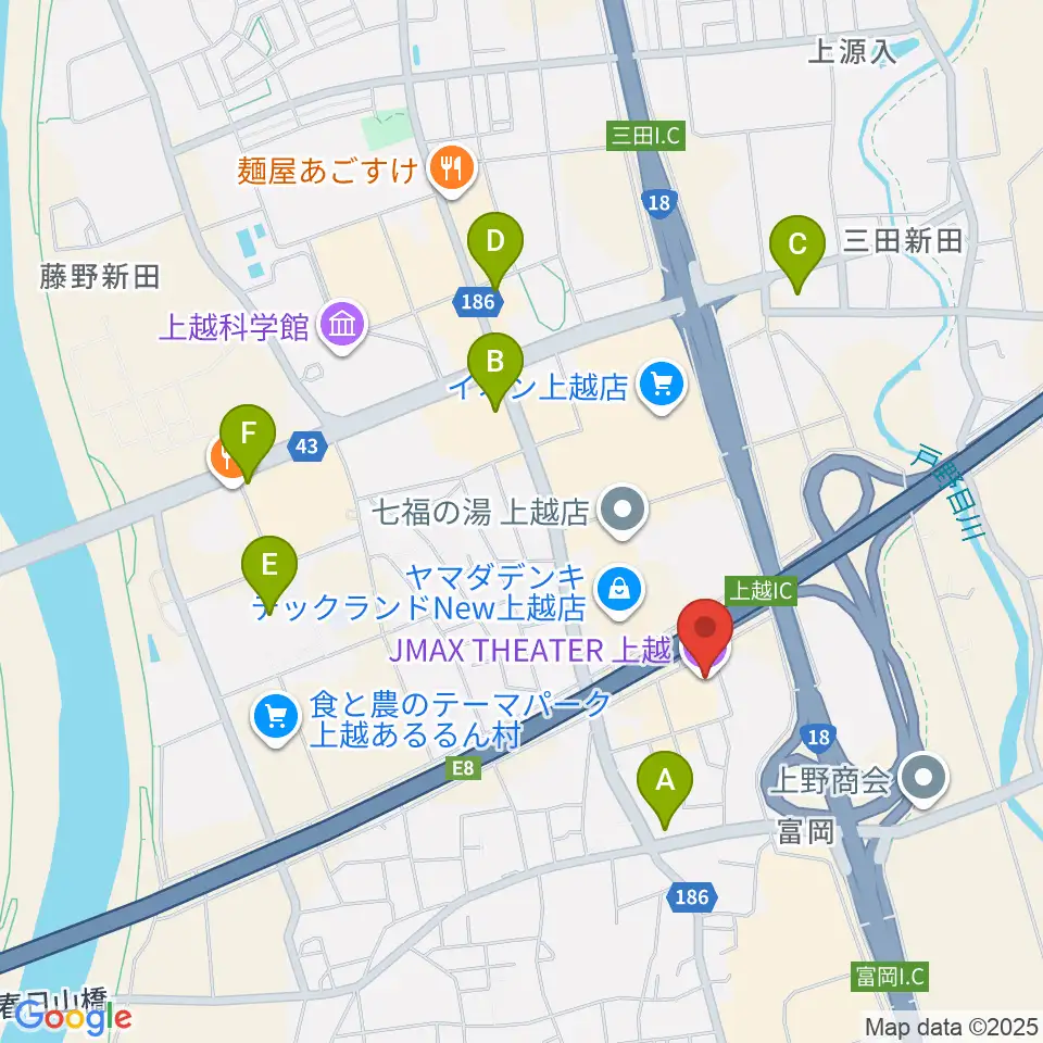 JMAXシアター上越周辺のコンビニエンスストア一覧地図