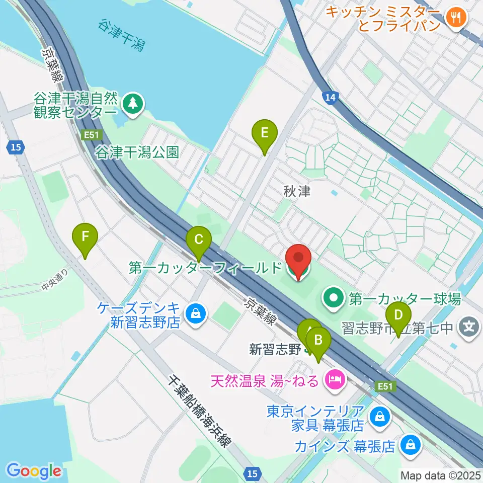第一カッターフィールド周辺のコンビニエンスストア一覧地図