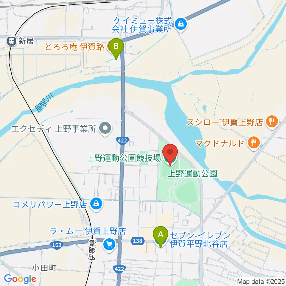上野運動公園競技場周辺のコンビニエンスストア一覧地図