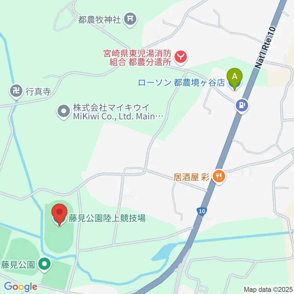都農町藤見公園陸上競技場周辺のコンビニエンスストア一覧地図