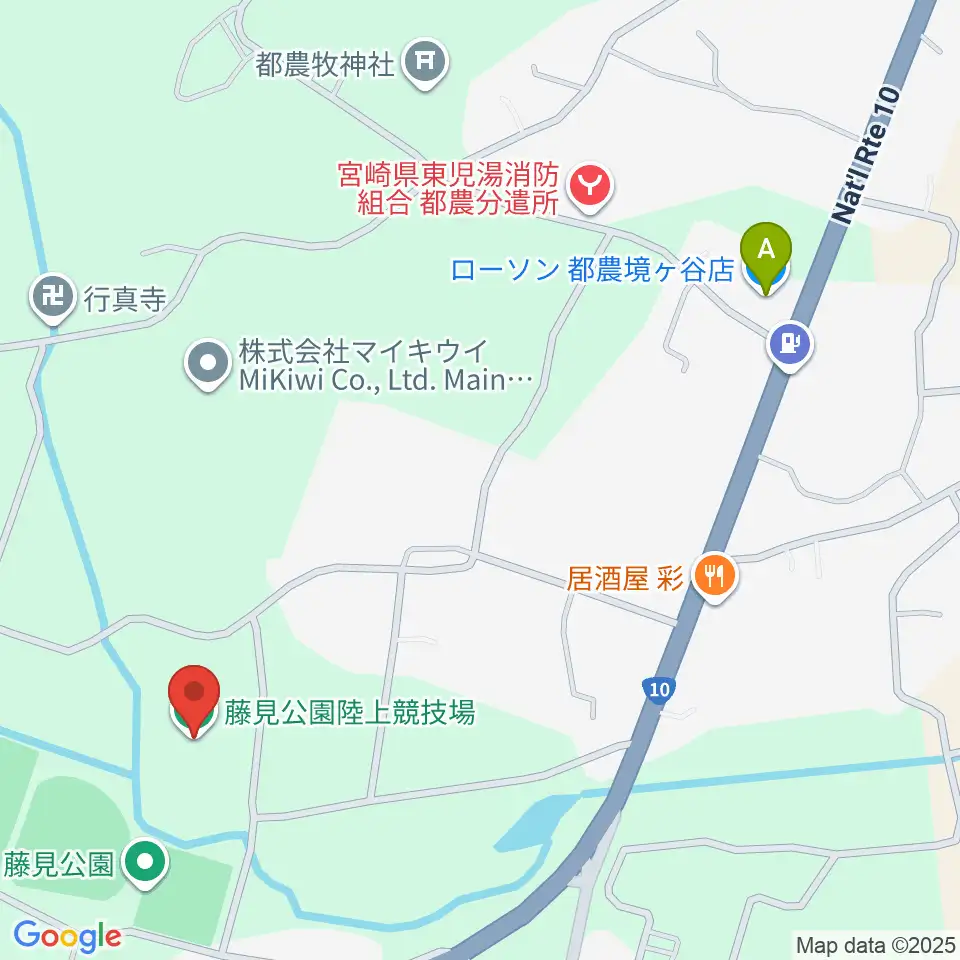 都農町藤見公園陸上競技場周辺のコンビニエンスストア一覧地図