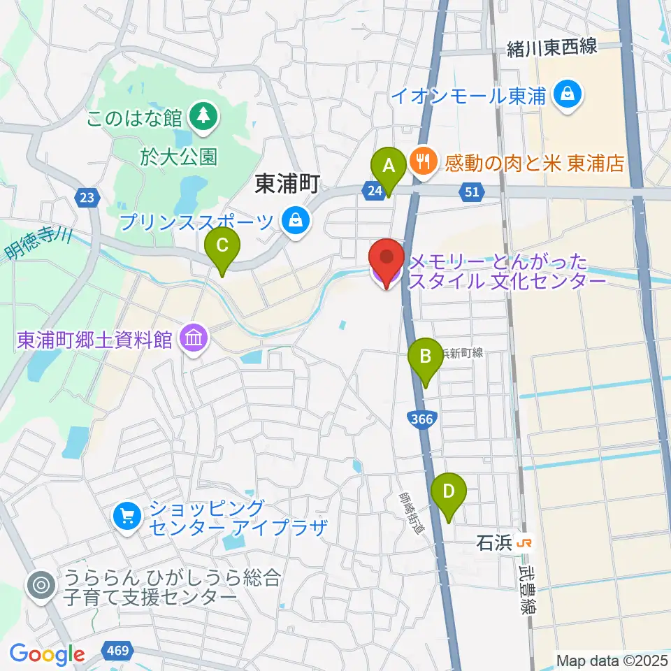 メモリーとんがったスタイル文化センター周辺のコンビニエンスストア一覧地図
