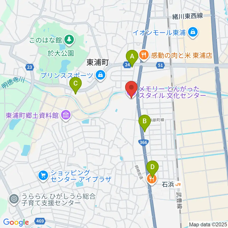 メモリーとんがったスタイル文化センター周辺のコンビニエンスストア一覧地図