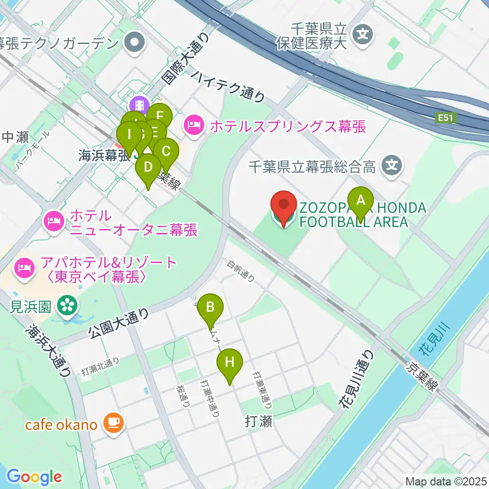 ZOZOPARK HONDA FOOTBALL AREA周辺のコンビニエンスストア一覧地図