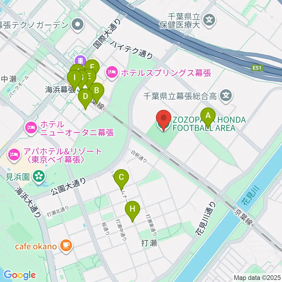 ZOZOPARK HONDA FOOTBALL AREA周辺のコンビニエンスストア一覧地図