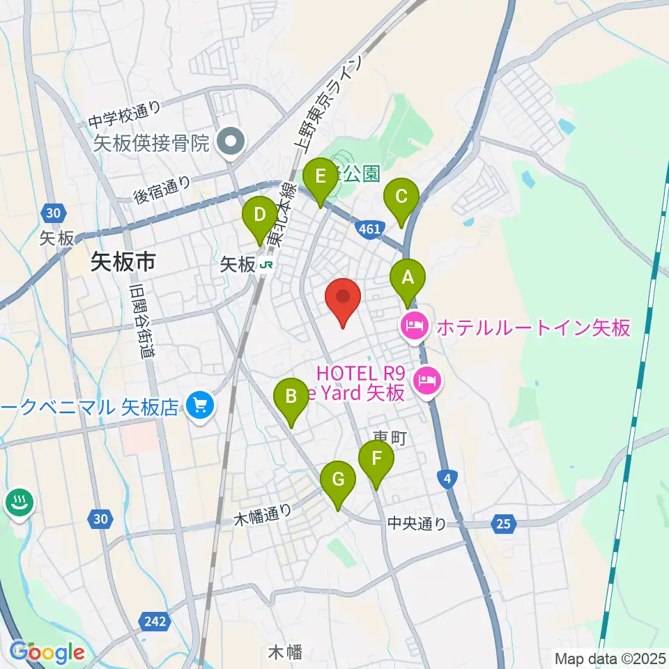 リアンビレッジ矢板周辺のコンビニエンスストア一覧地図