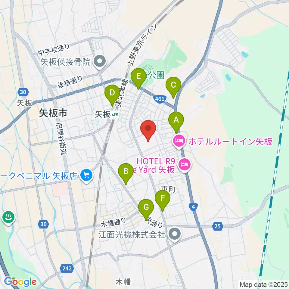 リアンビレッジ矢板周辺のコンビニエンスストア一覧地図
