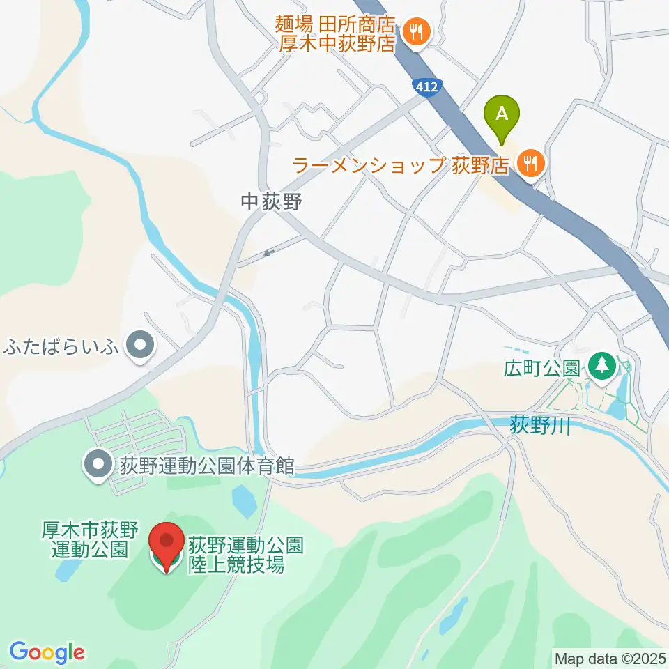 荻野運動公園競技場周辺のコンビニエンスストア一覧地図